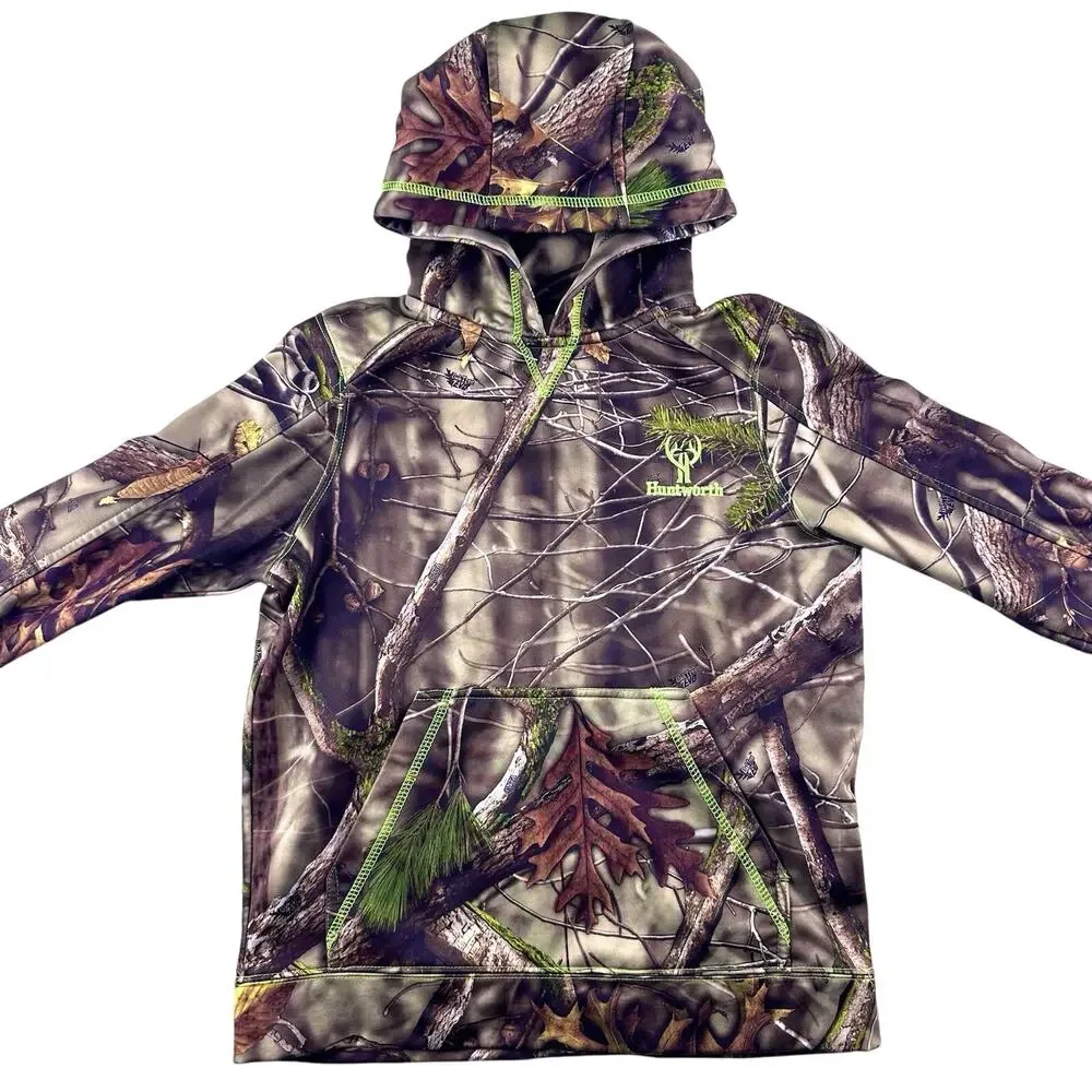 Huntworth Hoodie, Youth Boy's Size Medium, Brown, Camouflage, Pullover- Oak Tree